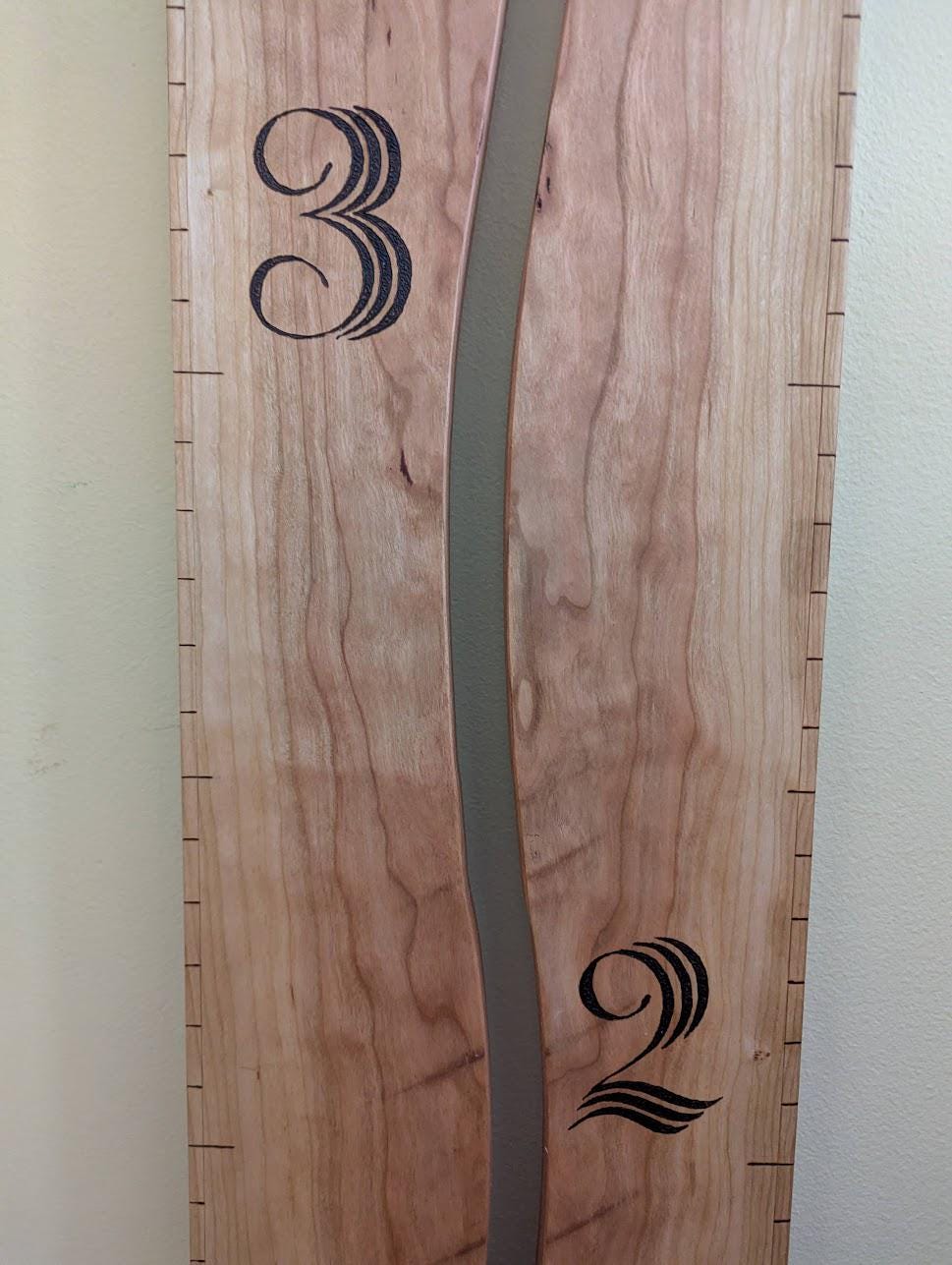 Hand-Burned Hardwood Sibling Growth Chart Ruler
