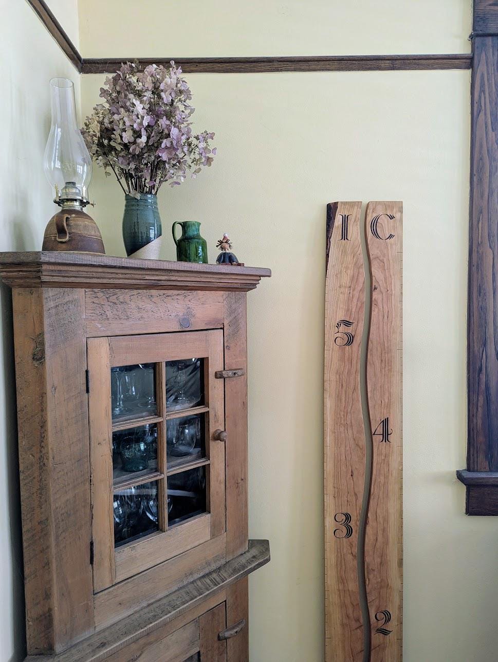 Hand-Burned Hardwood Sibling Growth Chart Ruler