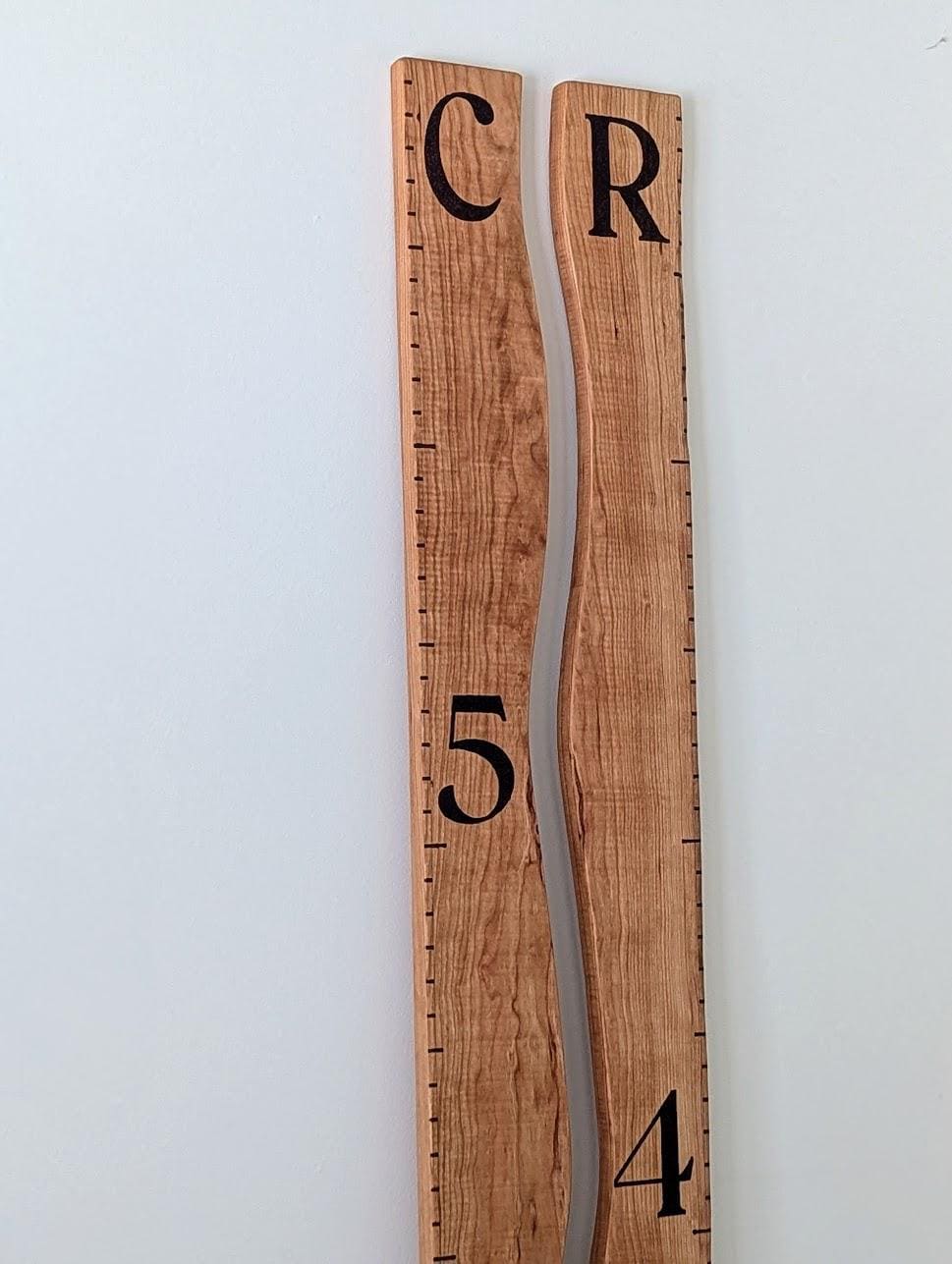 Hand-Burned Hardwood Sibling Growth Chart Ruler