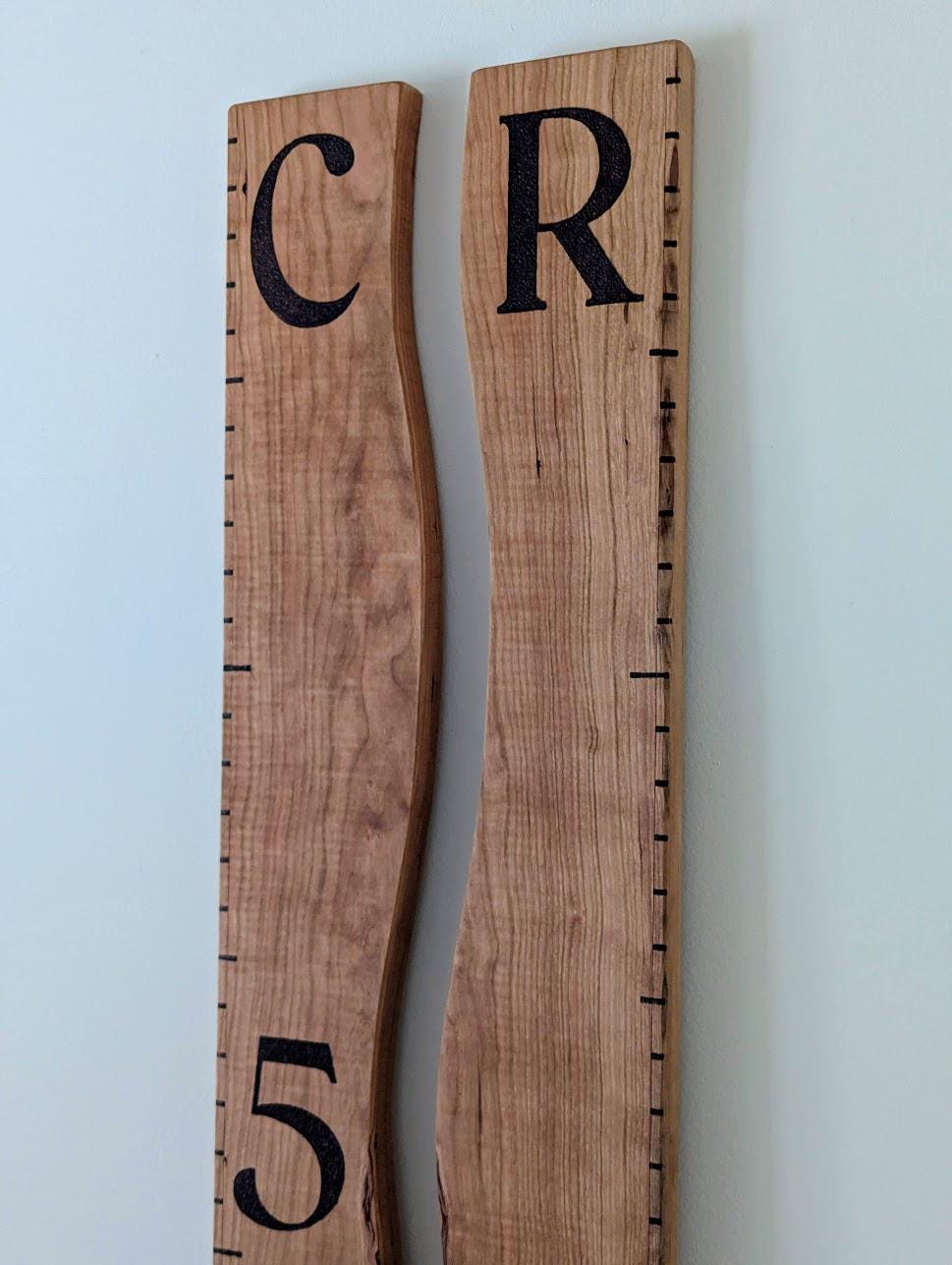 Hand-Burned Hardwood Sibling Growth Chart Ruler