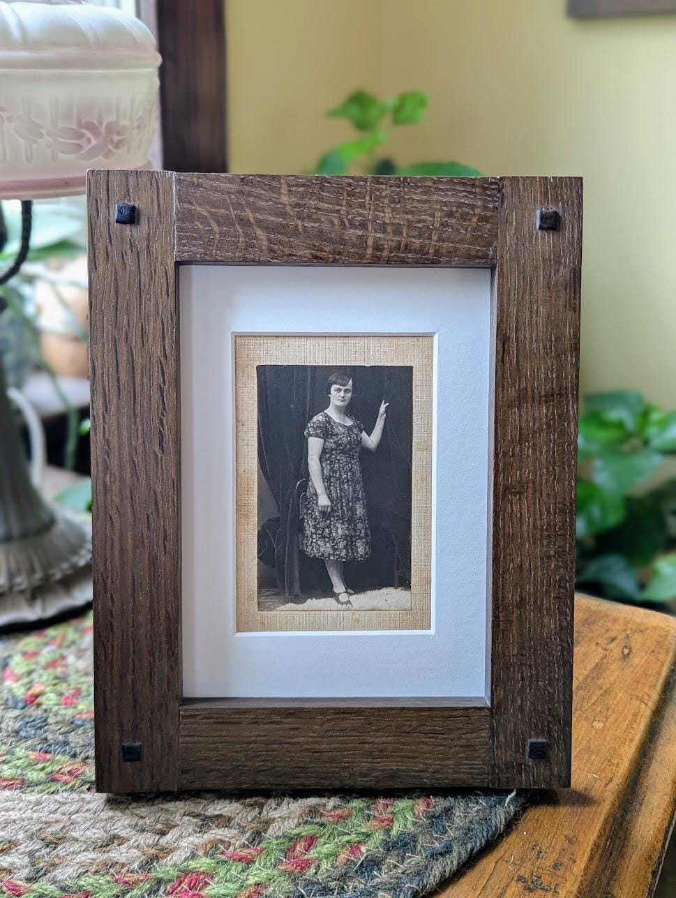 Arts & Crafts Style Fumed White Oak Picture Frame (5x7)