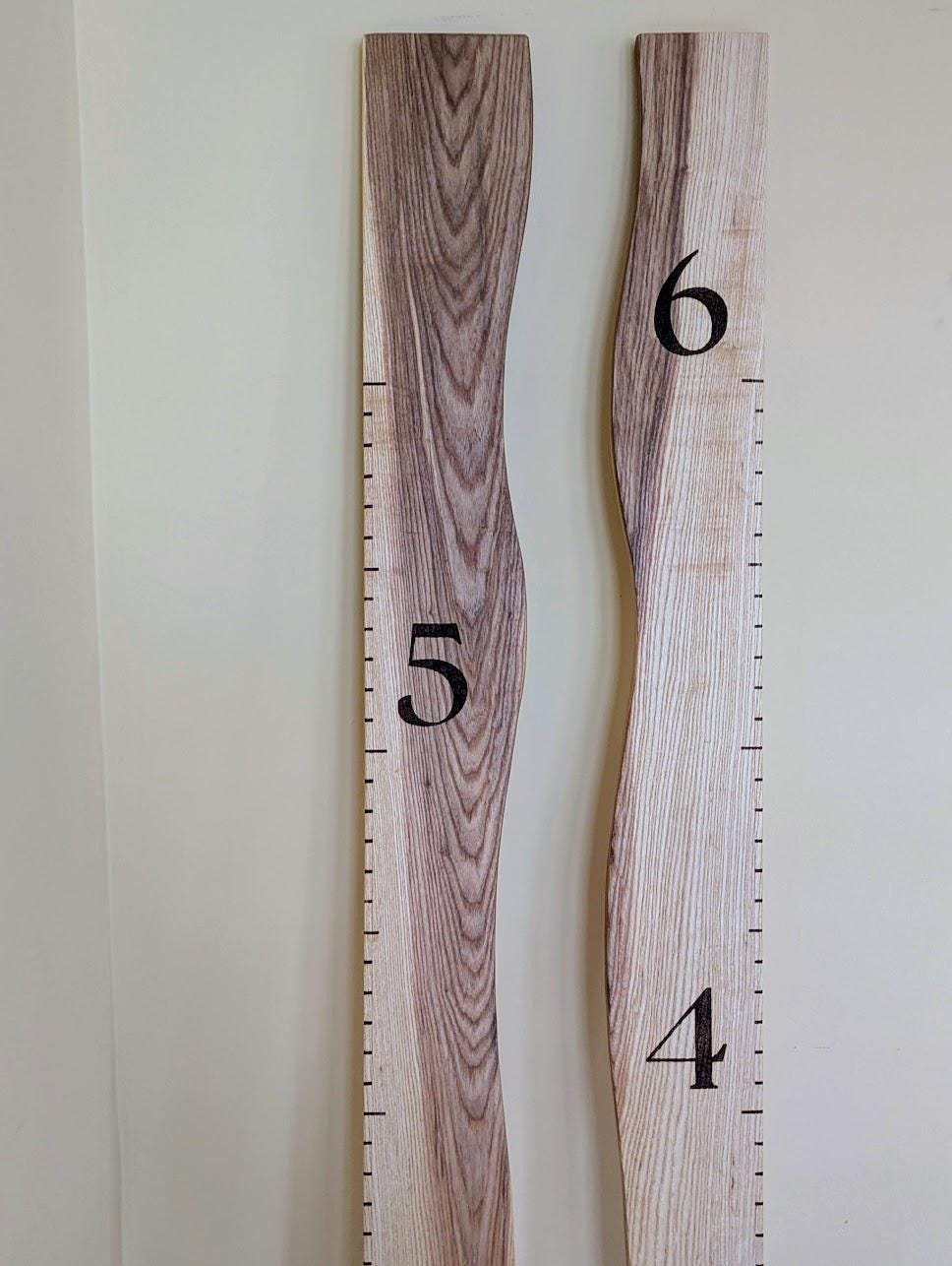 Hand-Burned Hardwood Sibling Growth Chart Ruler
