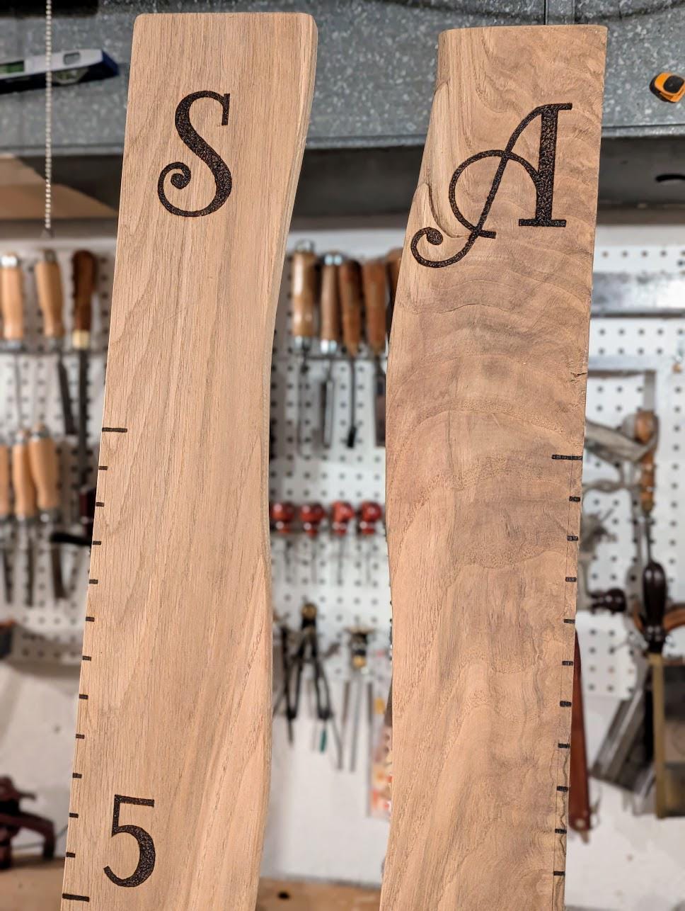Hand-Burned Hardwood Sibling Growth Chart Ruler