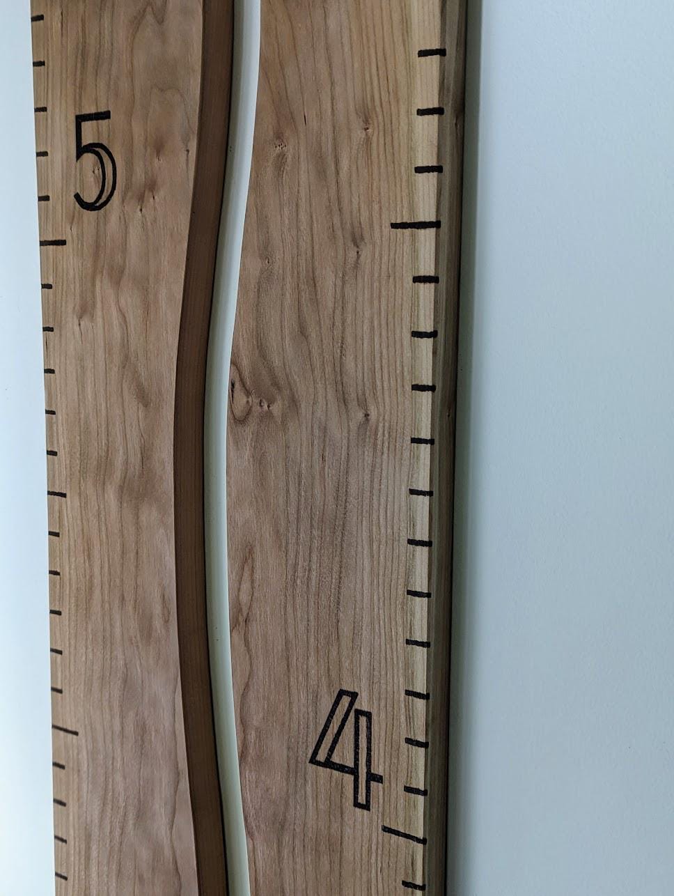 Hand-Burned Hardwood Sibling Growth Chart Ruler