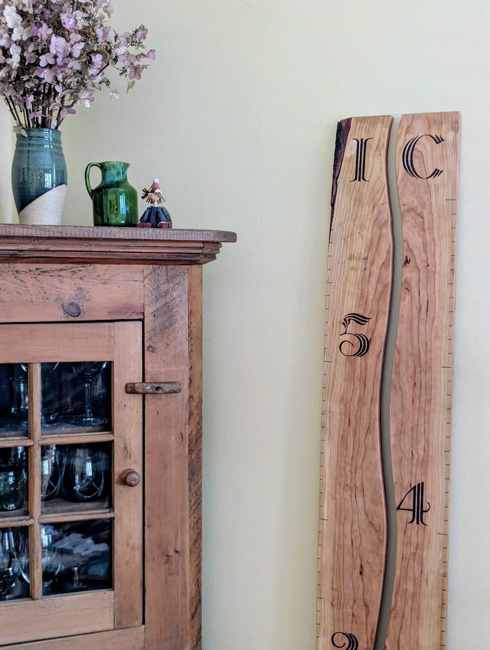 Hand-Burned Hardwood Sibling Growth Chart Ruler