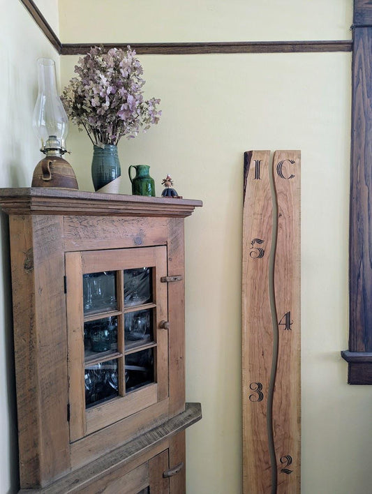 Hand-Burned Hardwood Sibling Growth Chart Ruler