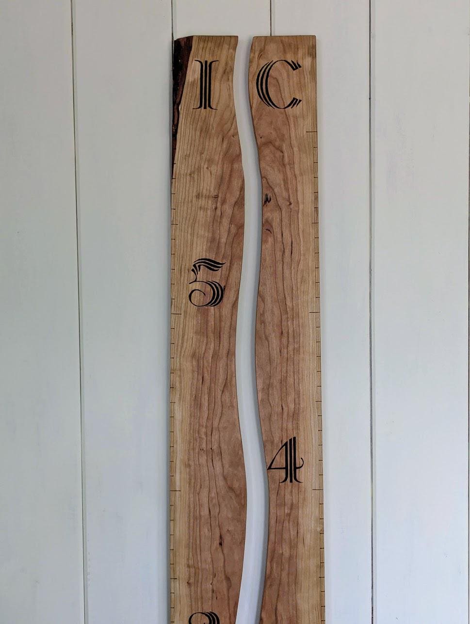 Hand-Burned Hardwood Sibling Growth Chart Ruler