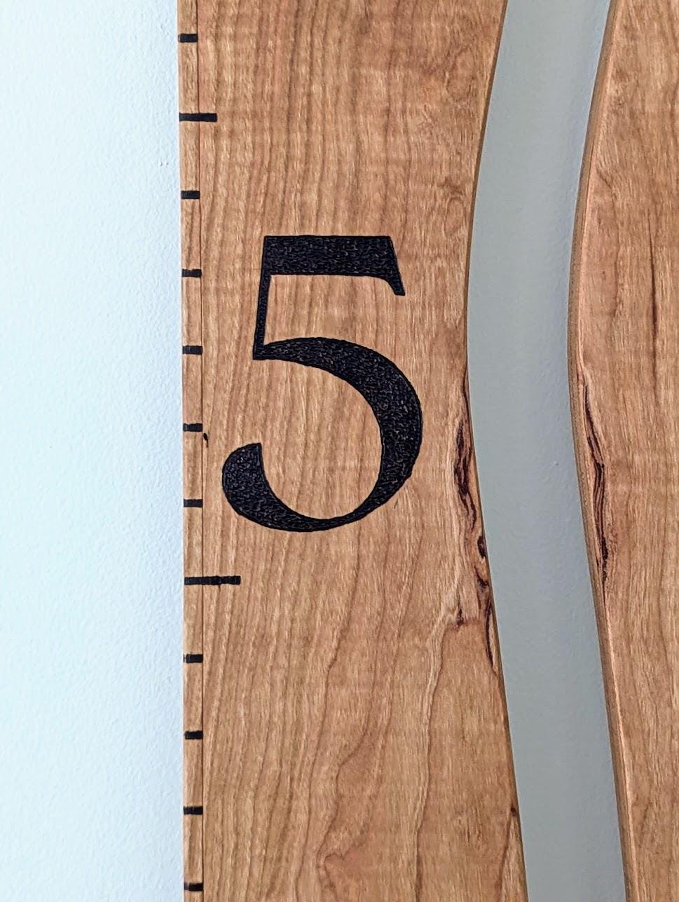 Hand-Burned Hardwood Sibling Growth Chart Ruler