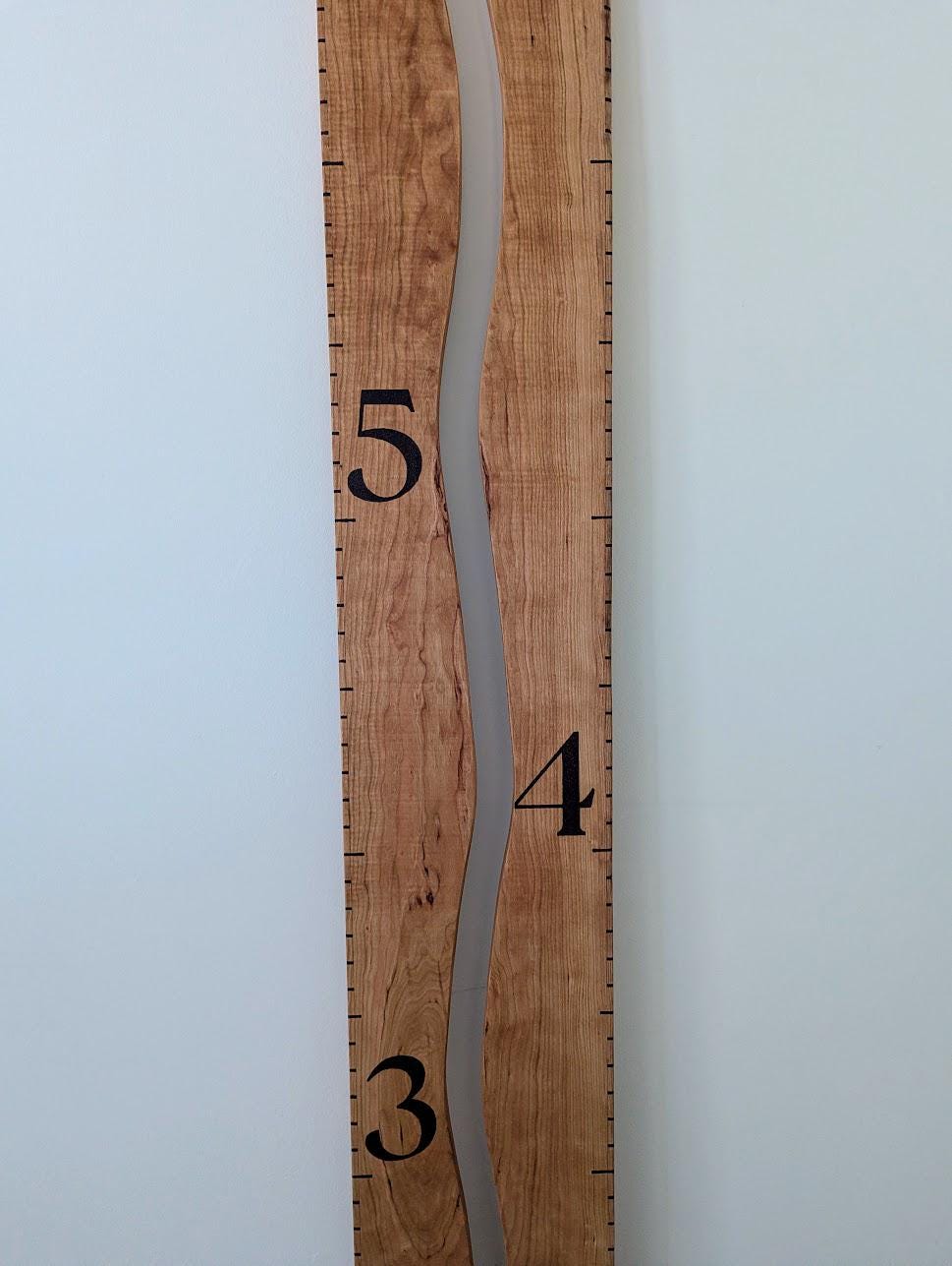 Hand-Burned Hardwood Sibling Growth Chart Ruler