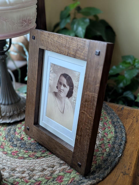 Arts & Crafts Style Fumed White Oak Picture Frame (5x7)
